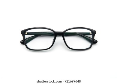 Black eye glasses spectacles with shiny black frame For reading daily life To a person with visual impairment. White background as background health  concept with copy space. - Shutterstock ID 721699648