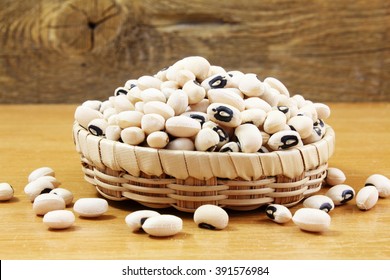 Black Eye Peas Beans In Bamboo Basket