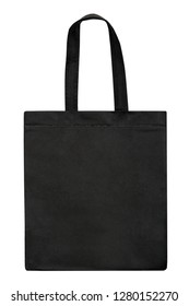 Black Fabric Bag Isolated On White Background. Black Tote Bag