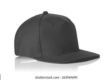 Black Fabric Cap Isolated On A White Background.