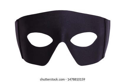 Black Fabric Hero Mask Isolated On White.