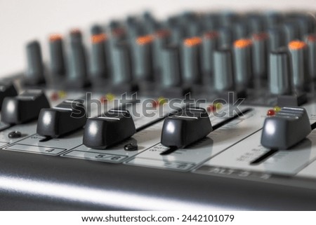 Black faders sound mixing console