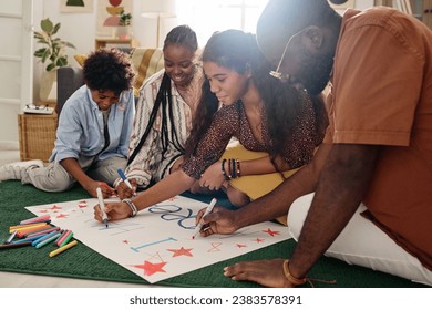 Black Family Drawing Placard for Black History Month