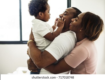 Black family enjoy precious time together happiness