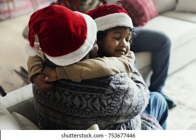 Black Family Enjoying Christmas Holdiay