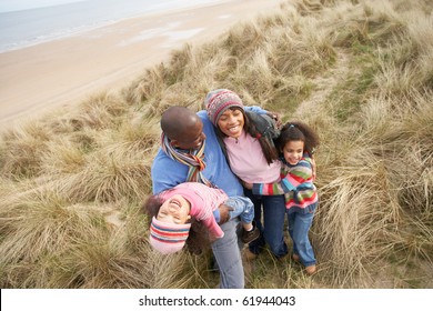 Black Family On A Beach