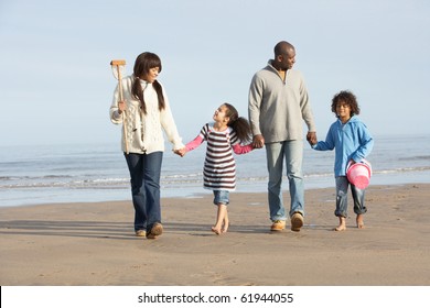 Black Family On A Beach