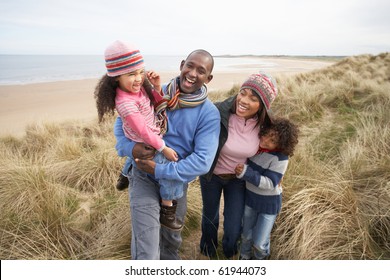 Black Family On A Beach