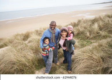 Black Family On A Beach