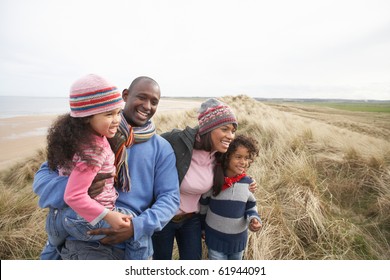 Black Family On A Beach