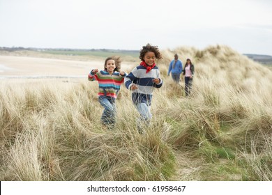 Black Family On A Beach