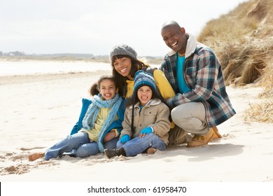 Black Family On A Beach