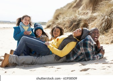 Black Family On A Beach