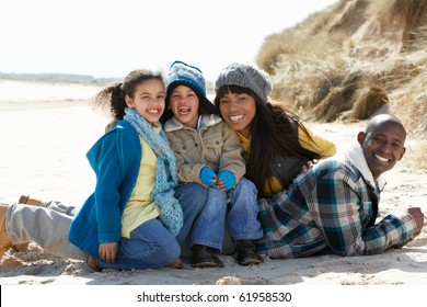 Black Family On A Beach