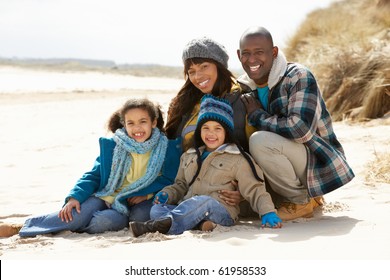 Black Family On A Beach