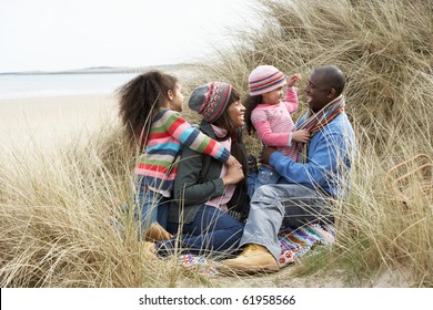 Black Family On A Beach