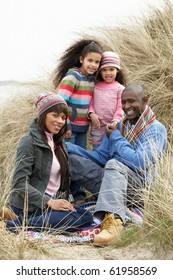 Black Family On A Beach