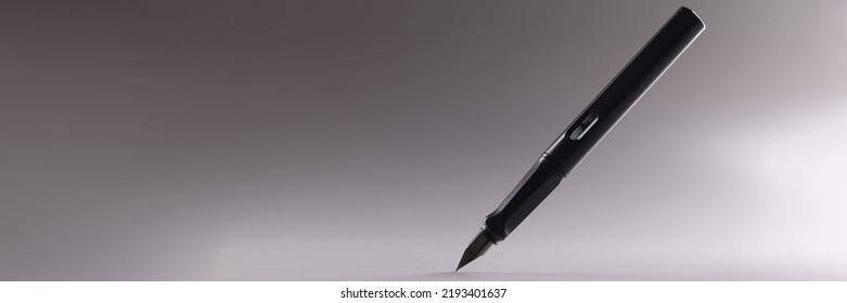 Black feather pen, sharp tip, tool for writing, refill ink container
