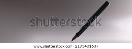 Black feather pen, sharp tip, tool for writing, refill ink container