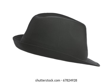 Black Fedora Hat Isolated On White