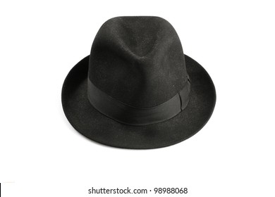 Black Fedora Hat Isolated On White