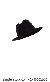 The Black Fedora Hat On The White Background.