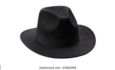 Black Fedora Isolated On White Background