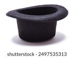 Black Felt Bowler Hat Upside Down Cut Out on White.