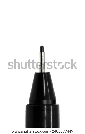 Black felt tip fineliner tip, macro close up. Isolated on white background with clipping path.