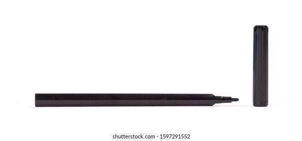 Black felt-tip pen isolated on white background