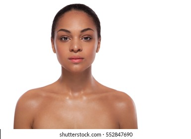 Black Female Beauty Face Over White Background 