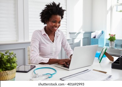 Black Female Doctor Work Office Using Stock Photo 401692993 | Shutterstock