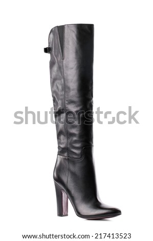 Black female high boot isolated on white background.