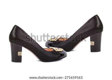 Black female shoes isolated on white background