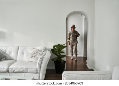 Black Female Soldier Coming Back Home From Army