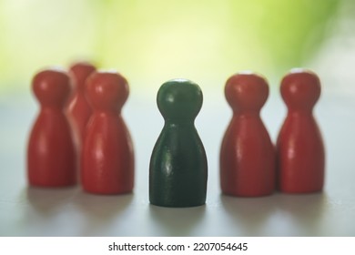 The Black Figure Of The Leader Is A Crowd Of People In Back. Leadership And Team Management, An Example For Imitation. Loyalty And Trust. Like-minded People And Followers