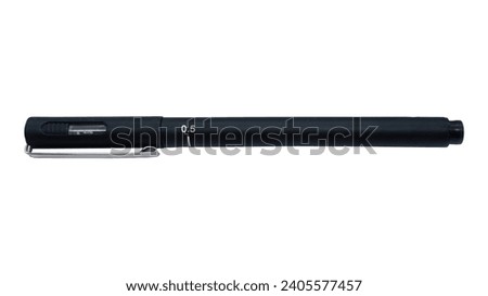 Black fineliner with cap on, isolated on white background with clipping path.