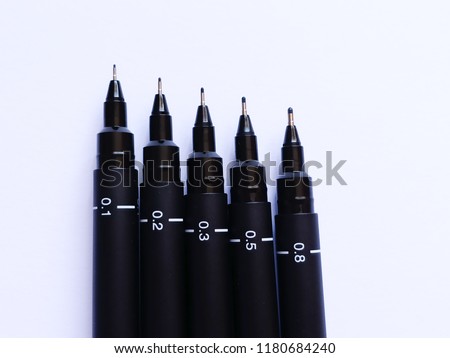 black fineliner drawing pen tower, black sketch pens
