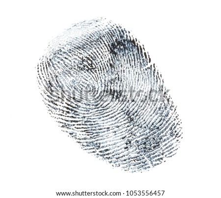 black fingerprint pattern isolated on white background.