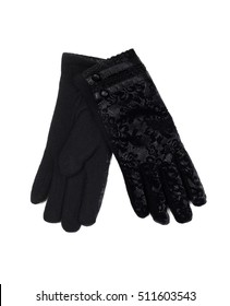 Black Fishnet Gloves, Isolate On White