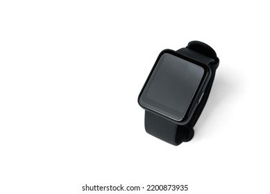 Black Fitness Bracelet Isolated On White Background.