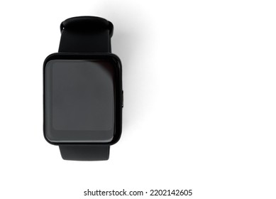 Black Fitness Bracelet Isolated On White Background.