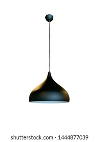 Black fixture with wiring and hanging plate clipping path and isolated on white background for interior decoration.