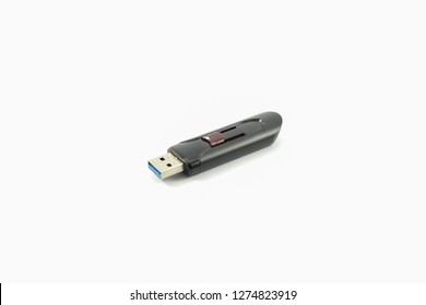 black Flashdrive placed on a isolated white background