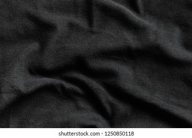 Black Fleece Texture, Soft Napped Insulating Fabric Made From Polyester, Wavy Pattern