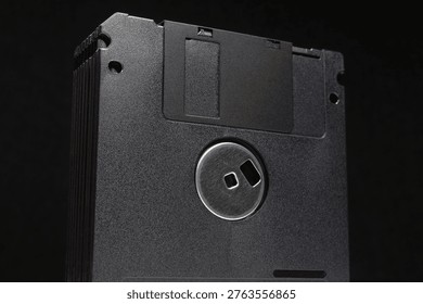 Black floppy disks for data backup in retro computing