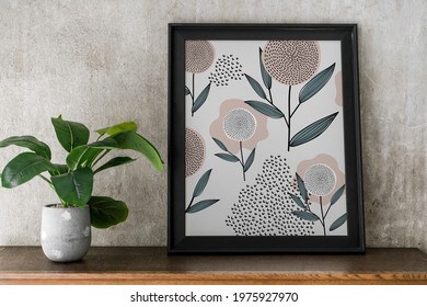 Black Floral Frame Mockup Design