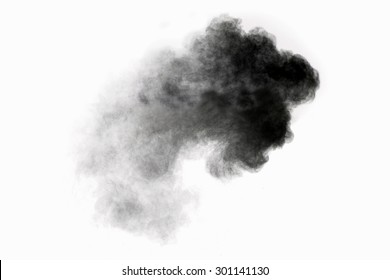 black  flour smoke on white background