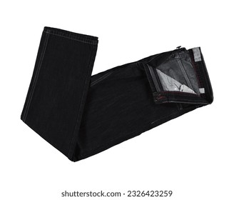 Black folded jeans. Isolated image on a white background. 
				