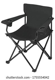 Black Folding Chair For Camping And Outdoor Use.